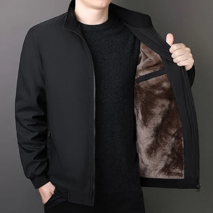 Men's Plush-Lined Winter Jacket with Stand Collar - photo 1