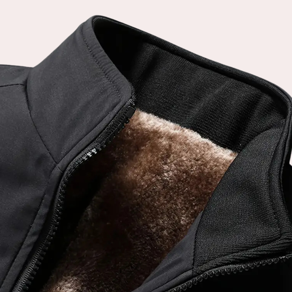 Men's Plush-Lined Winter Jacket with Stand Collar - photo 2