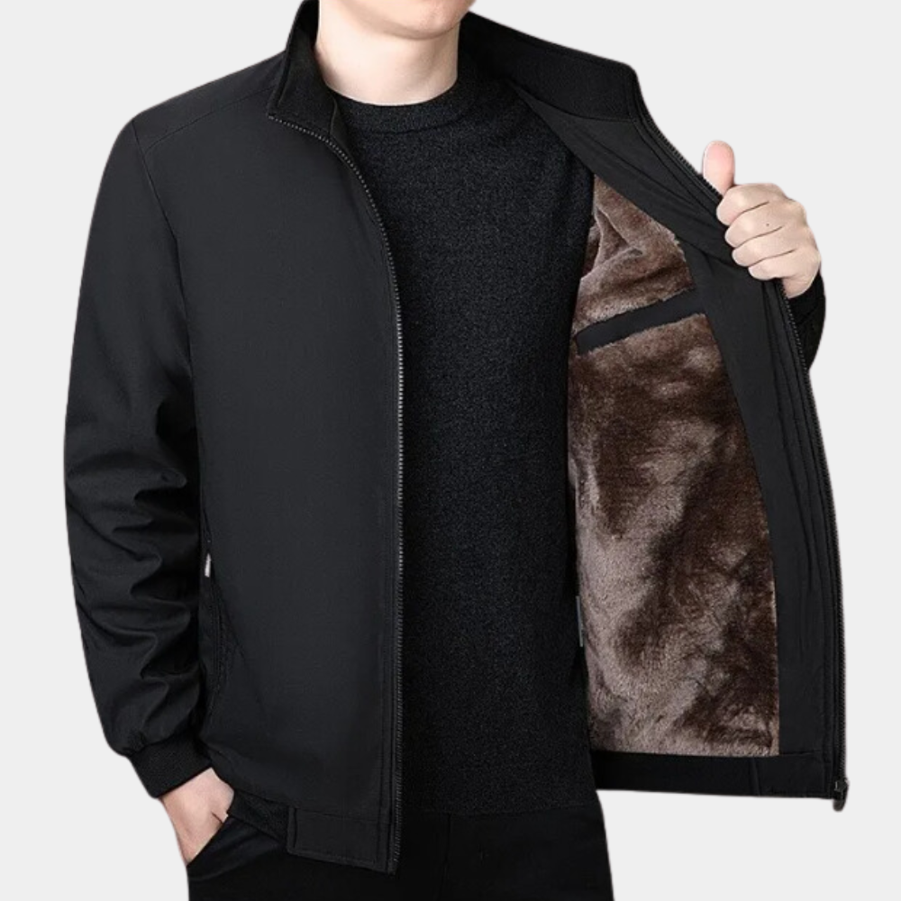 Men's Plush-Lined Winter Jacket with Stand Collar - photo 6