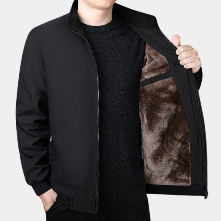 Men's Plush-Lined Winter Jacket with Stand Collar - photo 6