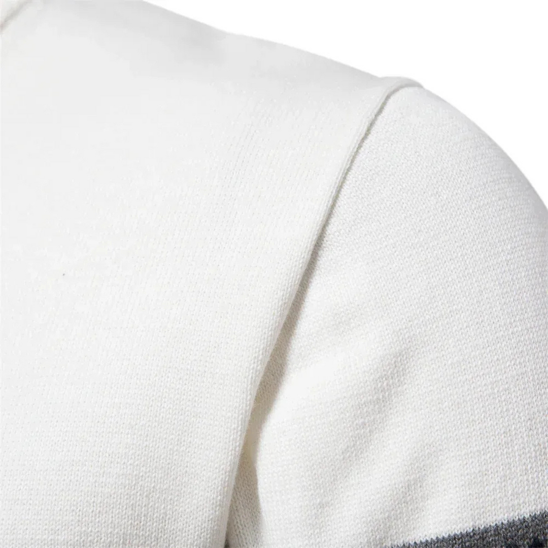 Men's Quarter Zip Cotton Sweater - Fair Isle Knit - photo 3