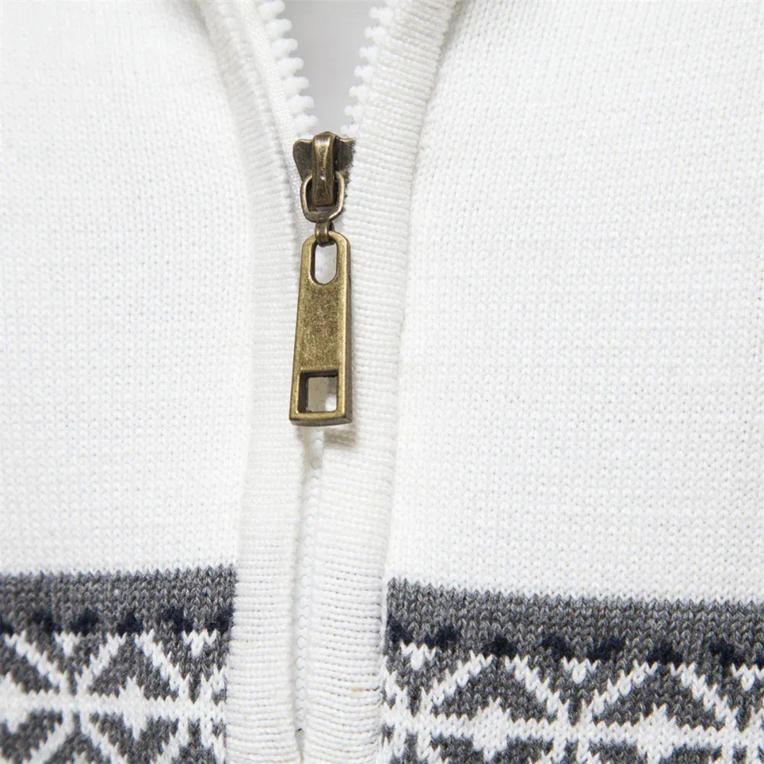 Men's Quarter Zip Cotton Sweater - Fair Isle Knit - photo 4
