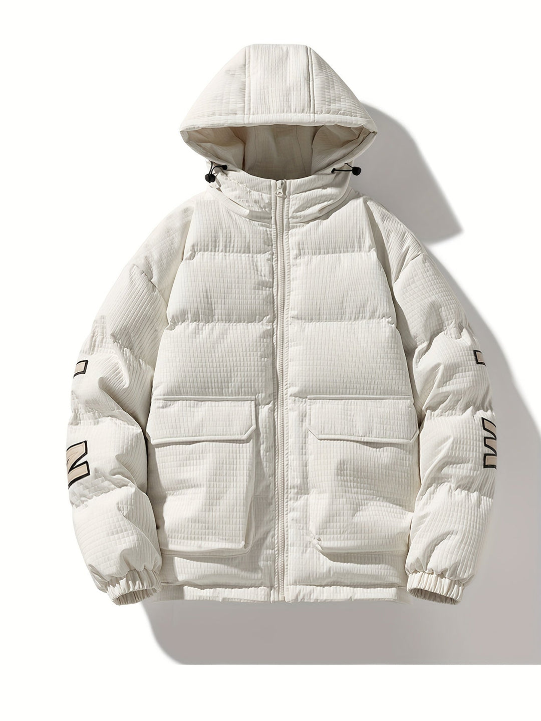 Men's Quilted Hooded Puffer Jacket with Graphic Print Back - photo 2