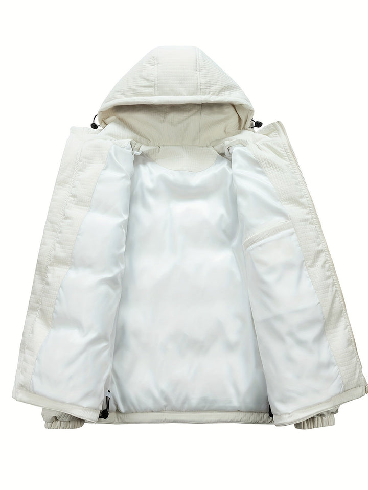 Men's Quilted Hooded Puffer Jacket with Graphic Print Back - photo 4