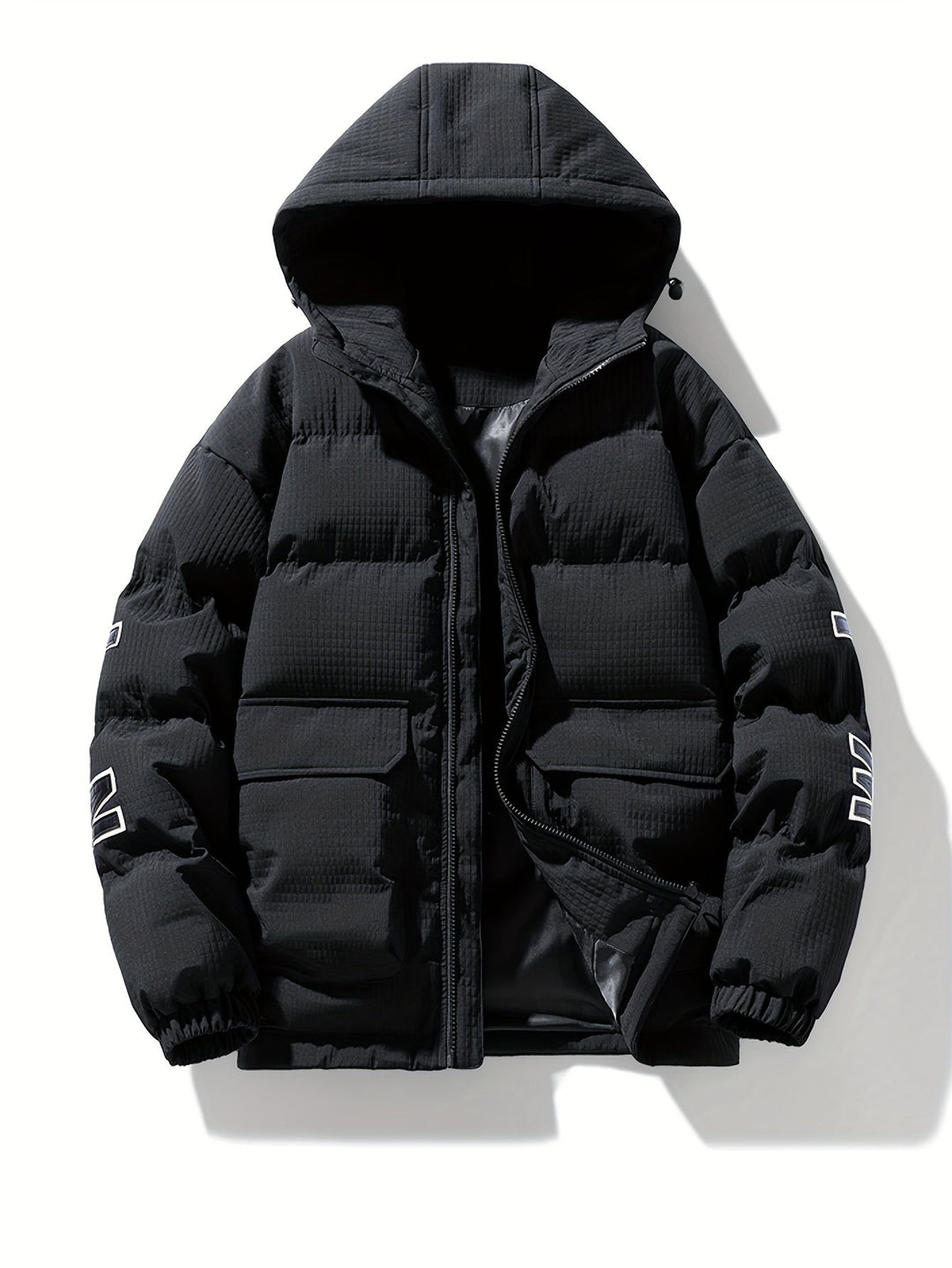Men's Quilted Hooded Puffer Jacket with Graphic Print Back - photo 6