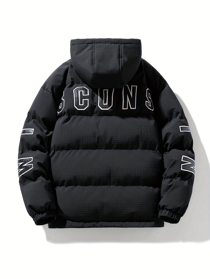 Men's Quilted Hooded Puffer Jacket with Graphic Print Back - photo 9