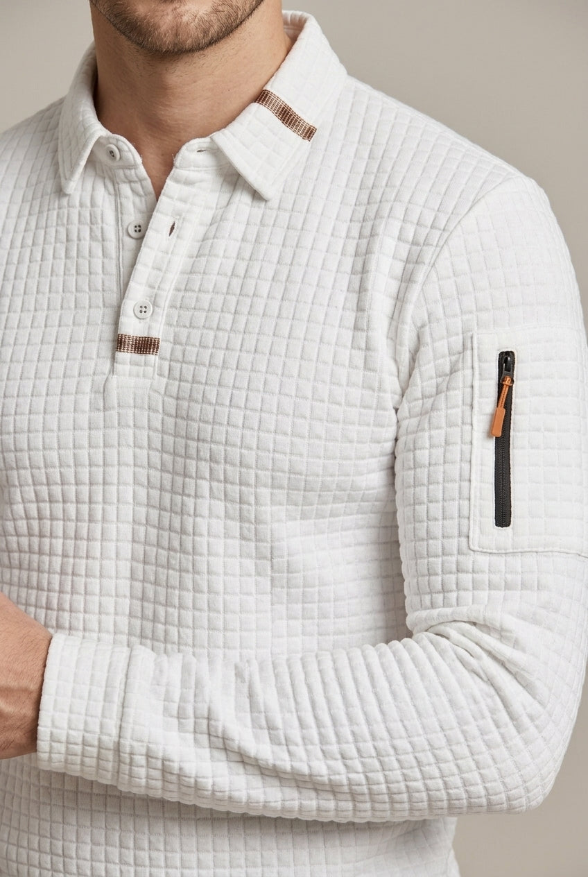 Men's Quilted Long Sleeve Polo Shirt - photo 6