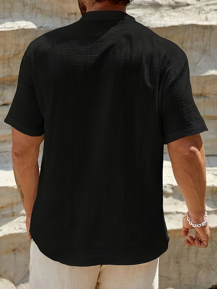 Men's Relaxed Button-Front T-Shirt with Short Sleeves - photo 10