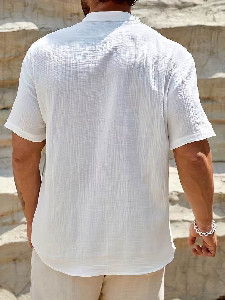 Men's Relaxed Button-Front T-Shirt with Short Sleeves - photo 11