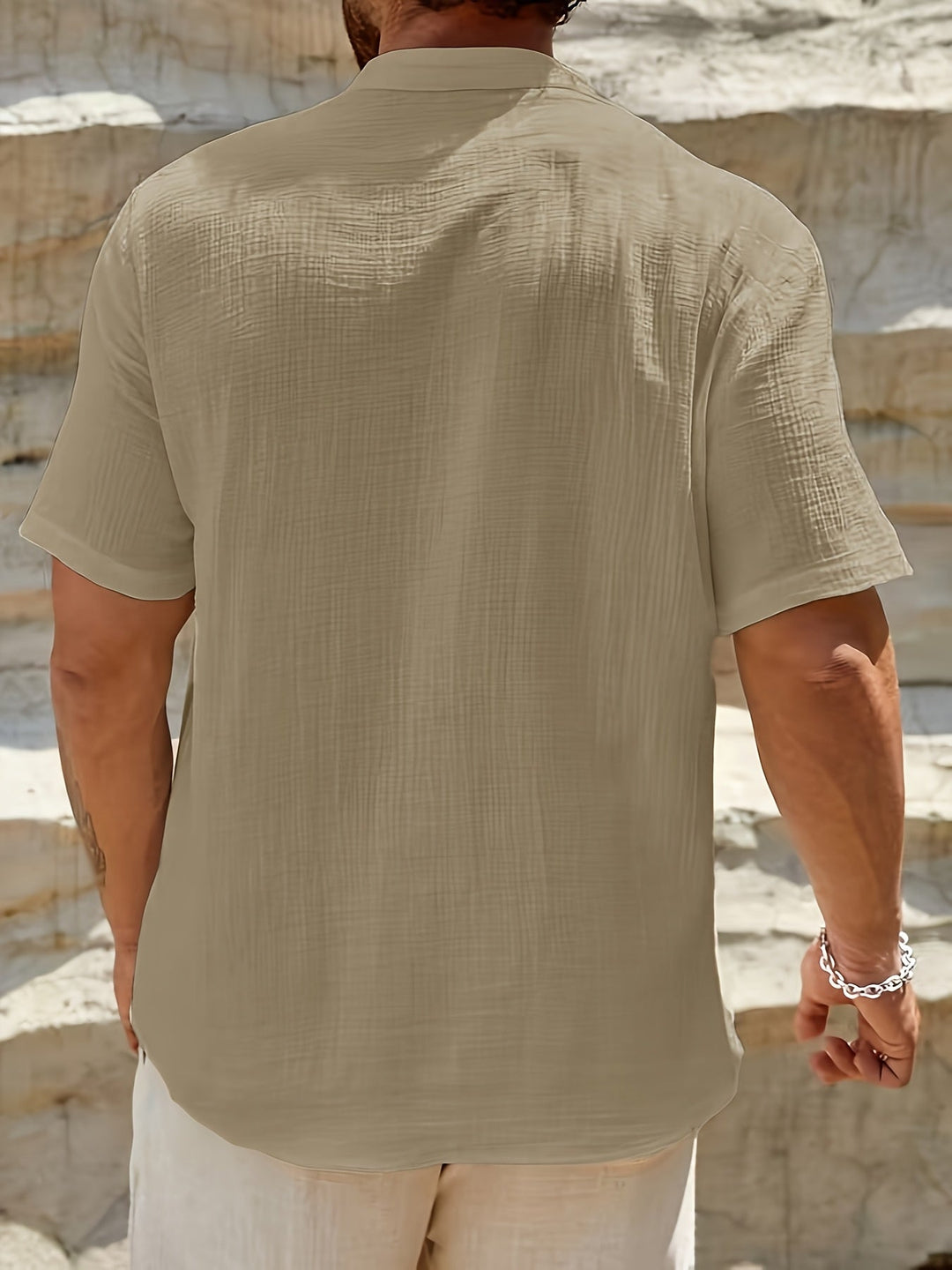 Men's Relaxed Button-Front T-Shirt with Short Sleeves - photo 12