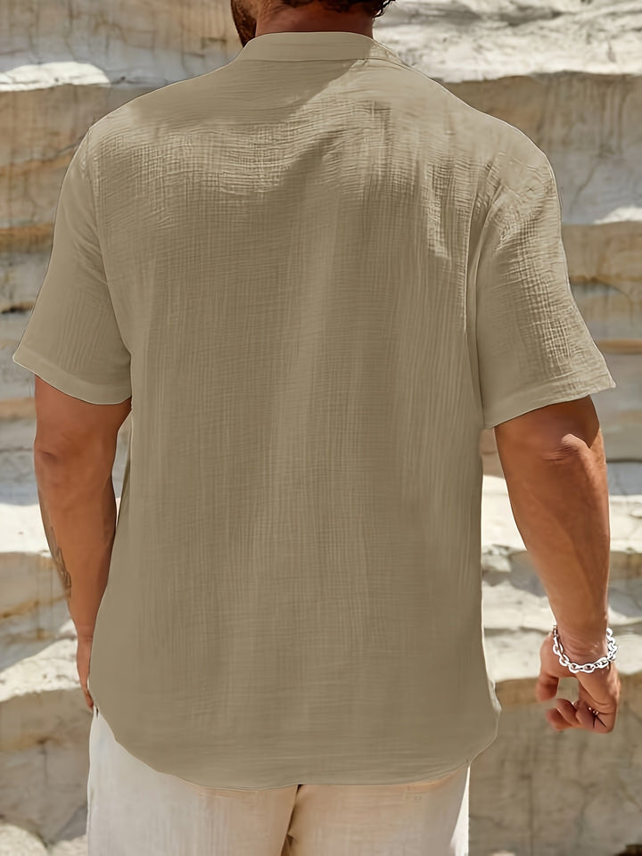 Men's Relaxed Button-Front T-Shirt with Short Sleeves - photo 12