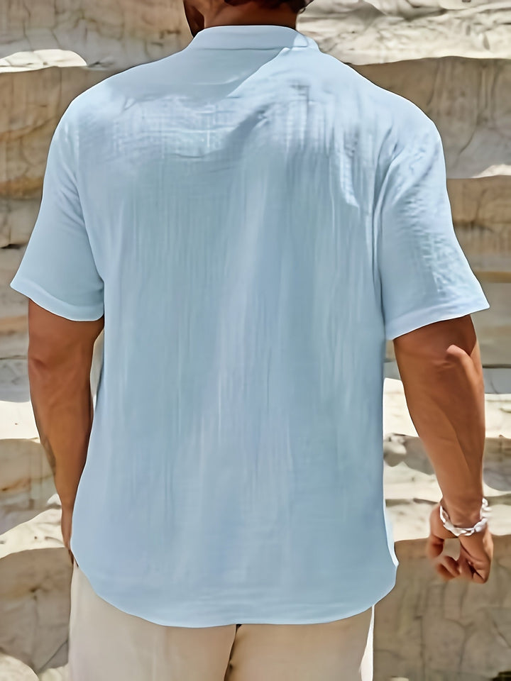 Men's Relaxed Button-Front T-Shirt with Short Sleeves - photo 9