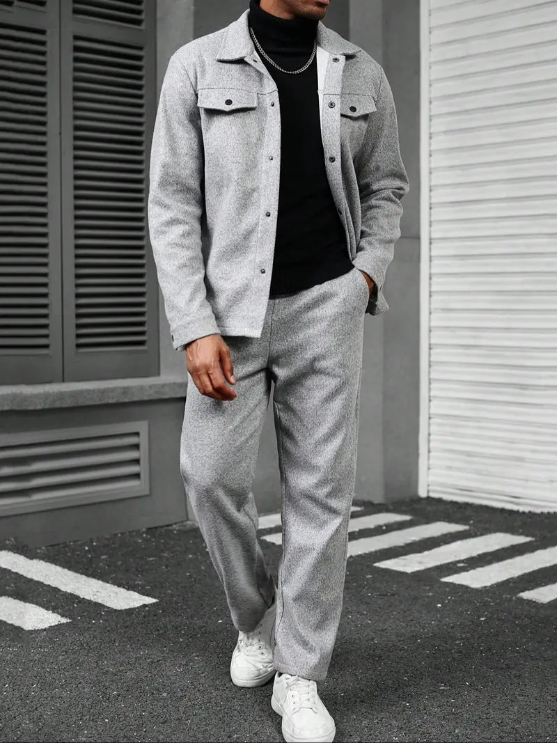 Men's Relaxed Button-Front Two-Piece Set - photo 3