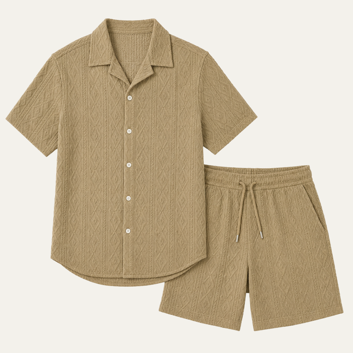 Men's Textured Shirt and Shorts Two-Piece Set - photo 4