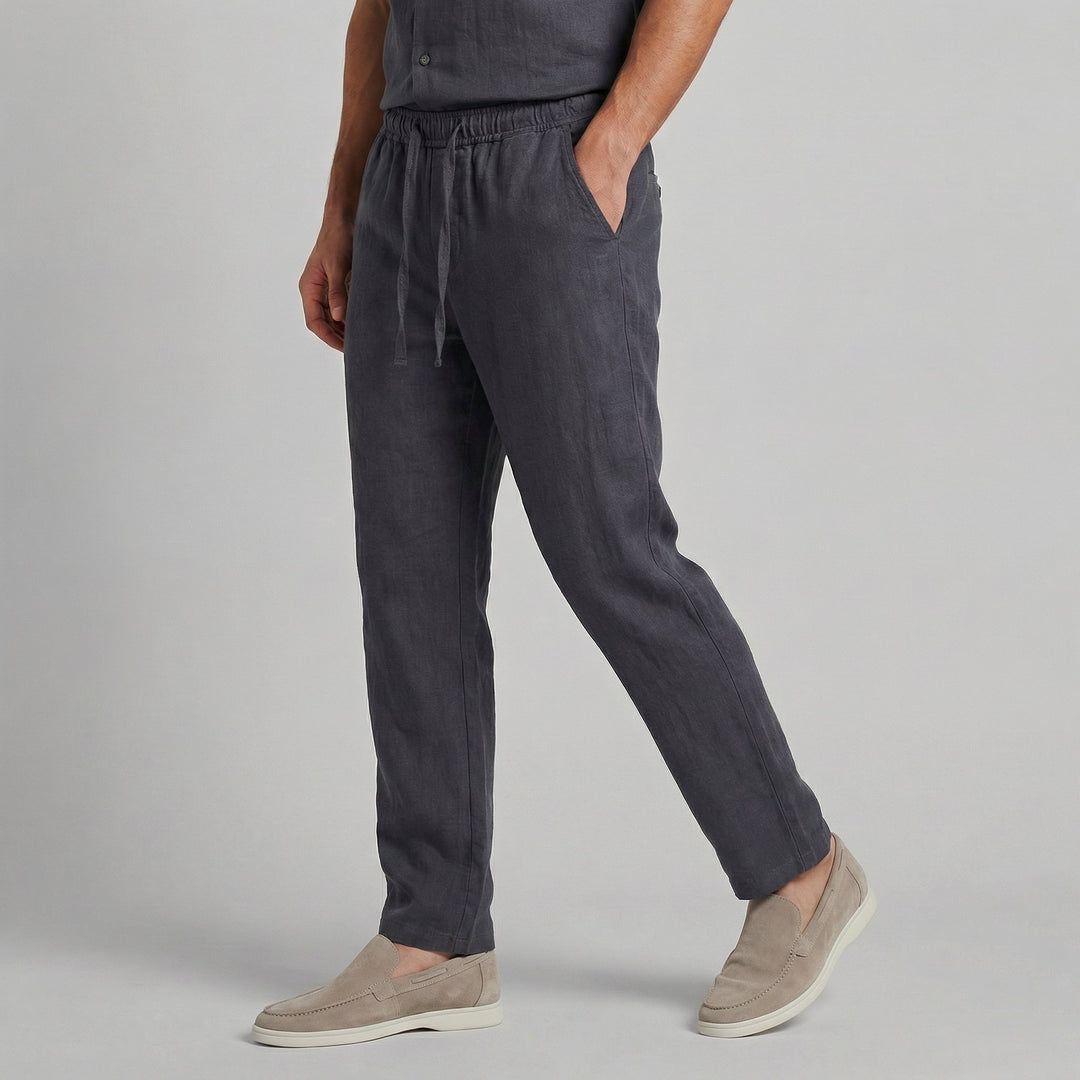 Men's Relaxed Fit Straight Leg Drawstring Trousers - photo 2