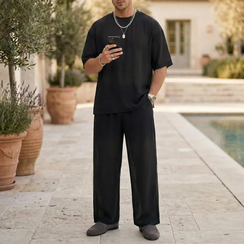 Men's Relaxed Short Sleeve Two-Piece Set - photo 1