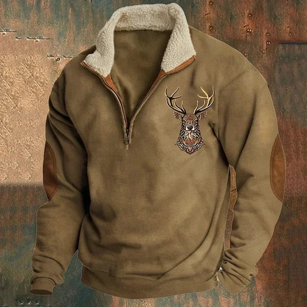 Men's Relaxed Zip-Front Sweatshirt with Roll Neck - photo 1