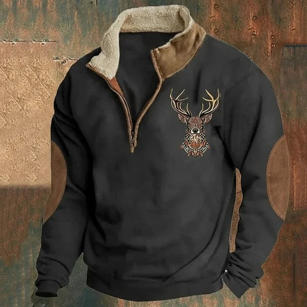 Men's Relaxed Zip-Front Sweatshirt with Roll Neck - photo 2