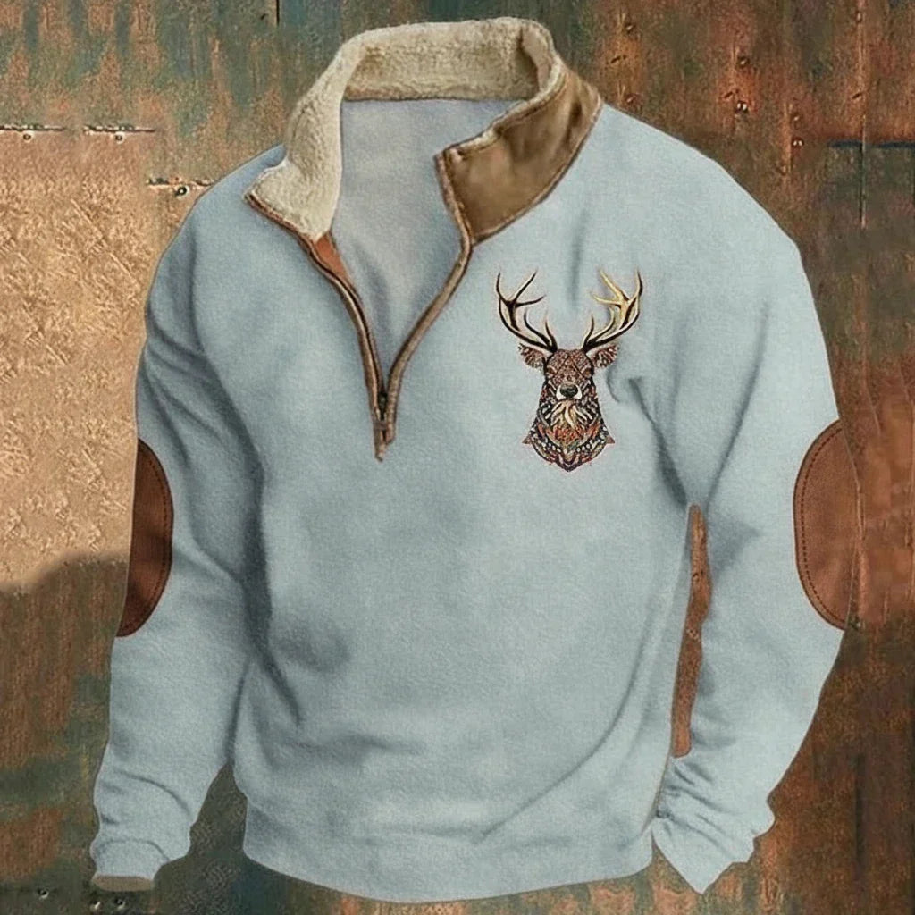 Men's Relaxed Zip-Front Sweatshirt with Roll Neck - photo 4