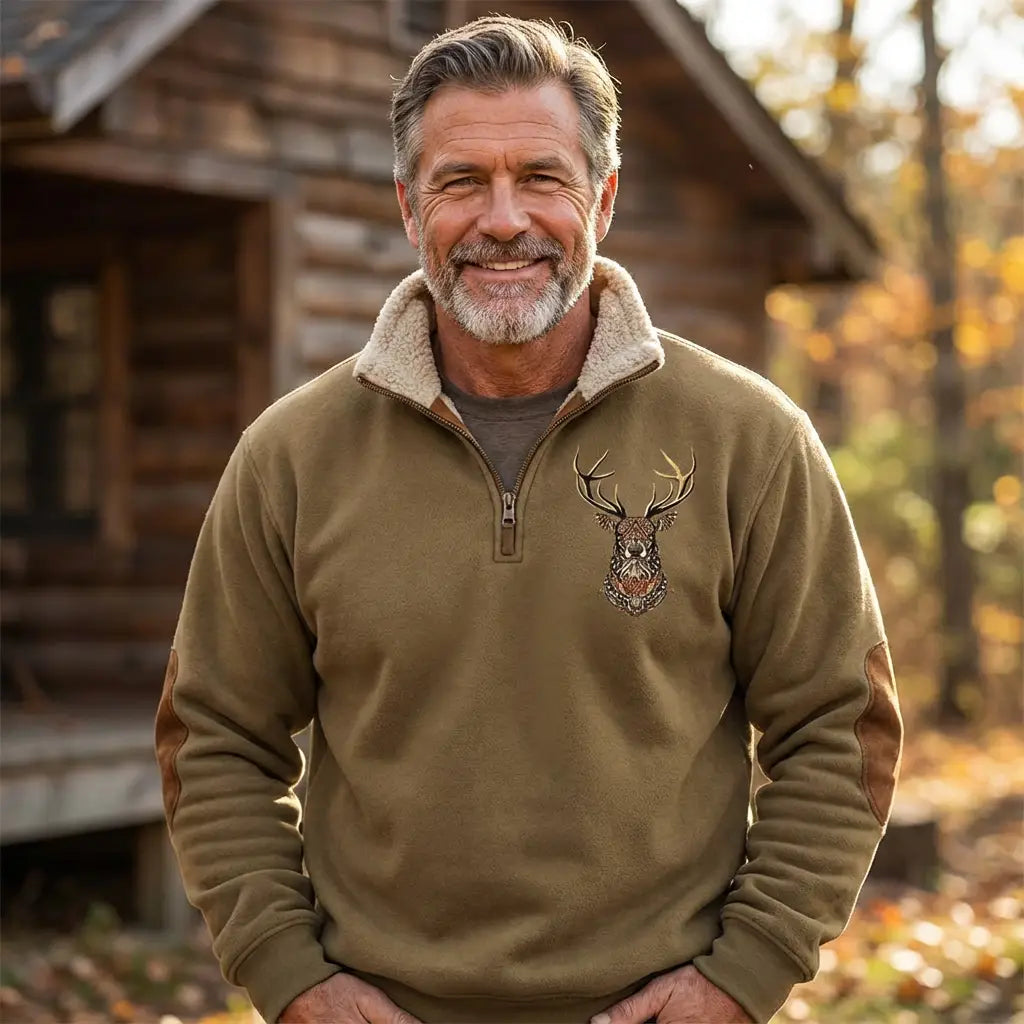 Men's Relaxed Zip-Front Sweatshirt with Roll Neck - photo 5