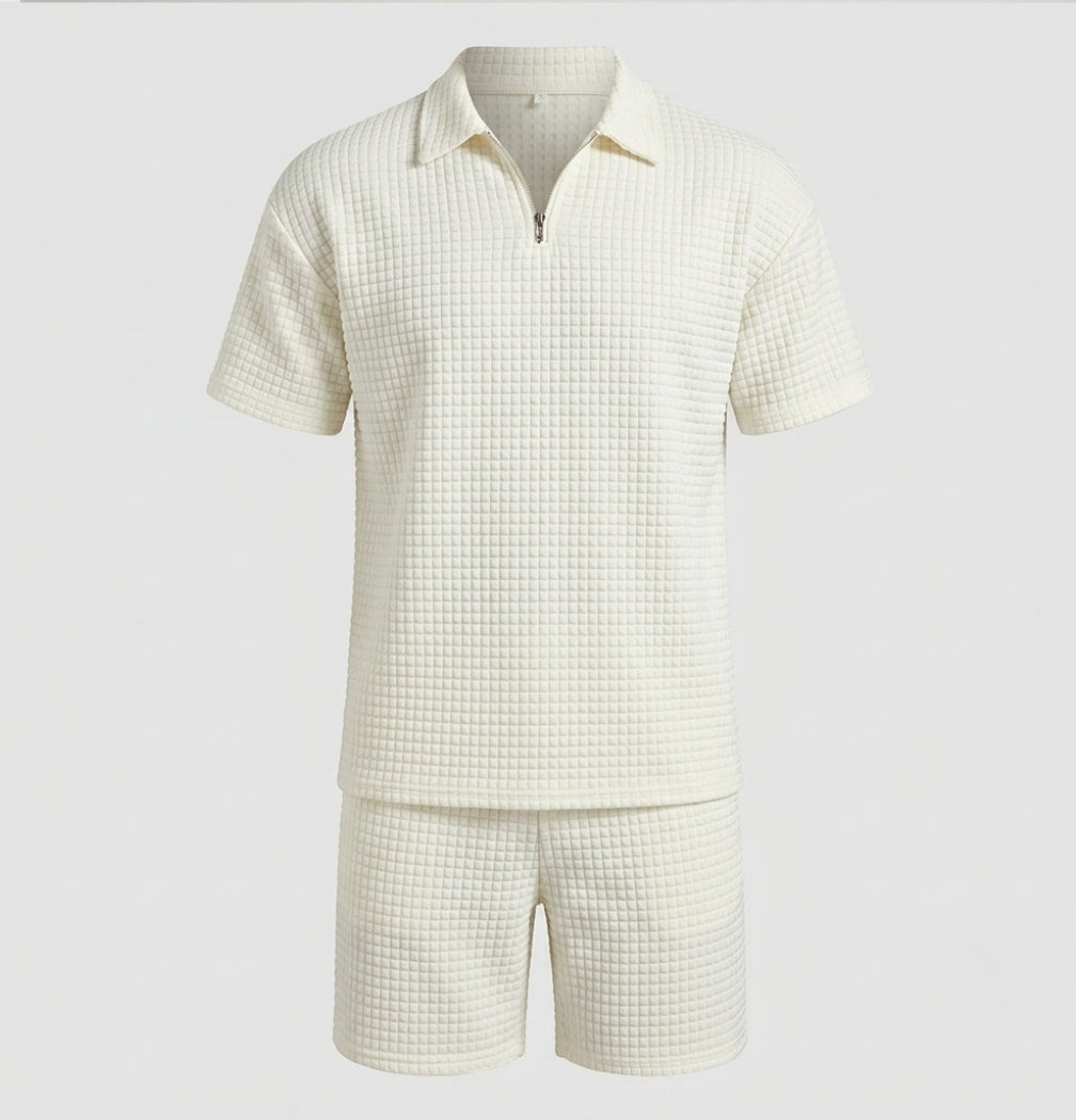 Men's Relaxed Zip-Front Two-Piece Set with Collar - photo 7