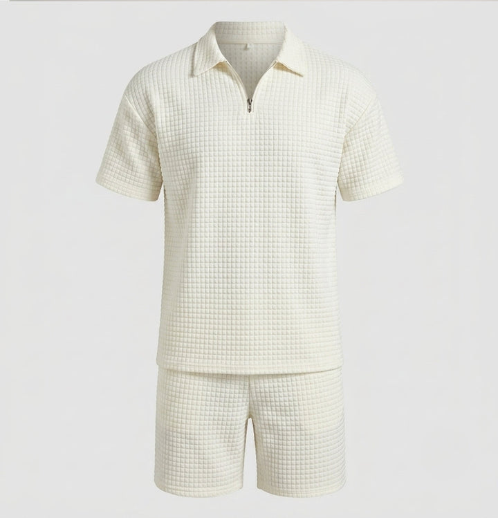 Men's Relaxed Zip-Front Two-Piece Set with Collar - photo 7