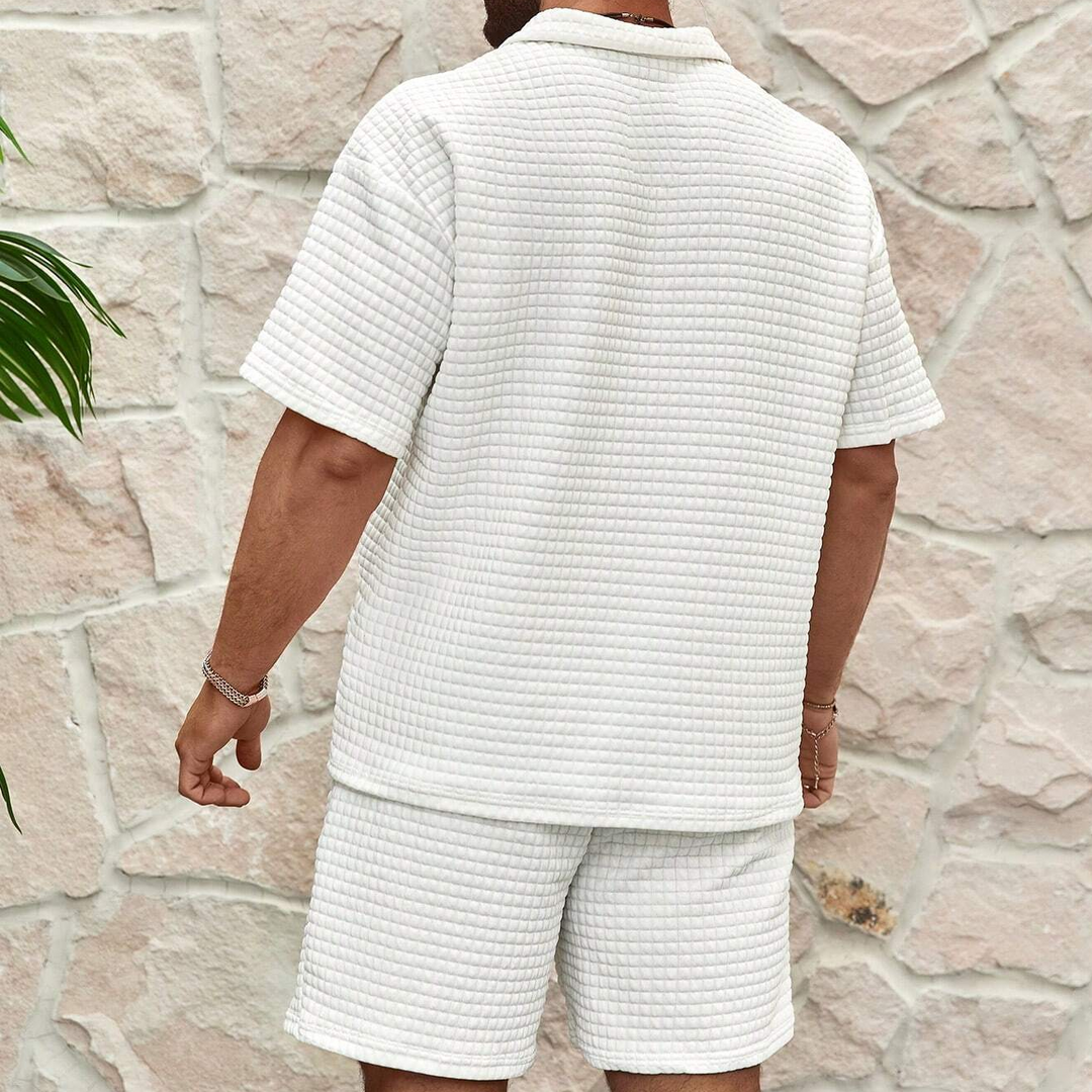 Men's Relaxed Zip-Front Two-Piece Set with Collar - photo 9