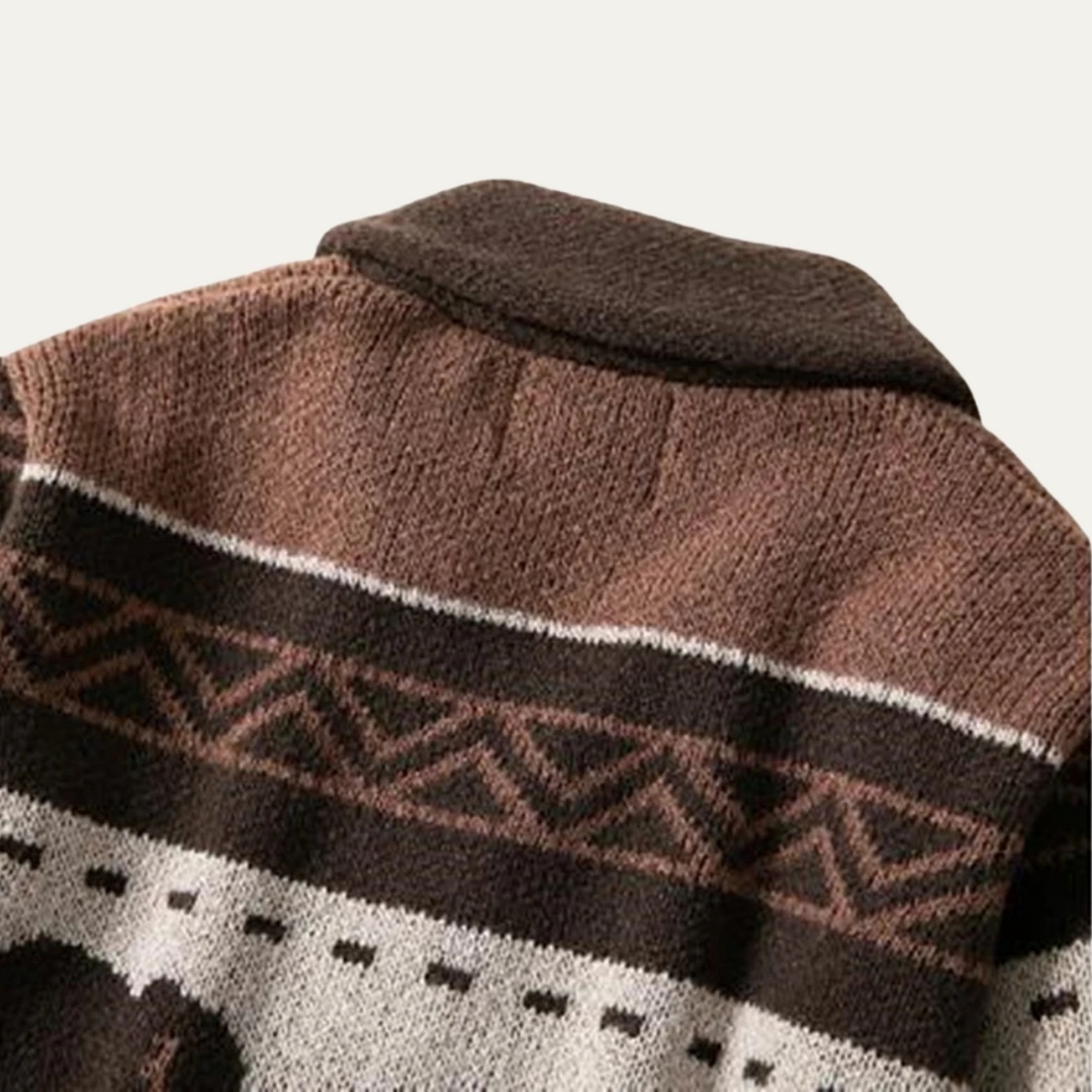 Men's Retro Buffalo Print Winter Cardigan - photo 4