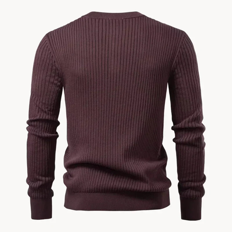 Men's Ribbed Henley Jumper with Button Placket - photo 12