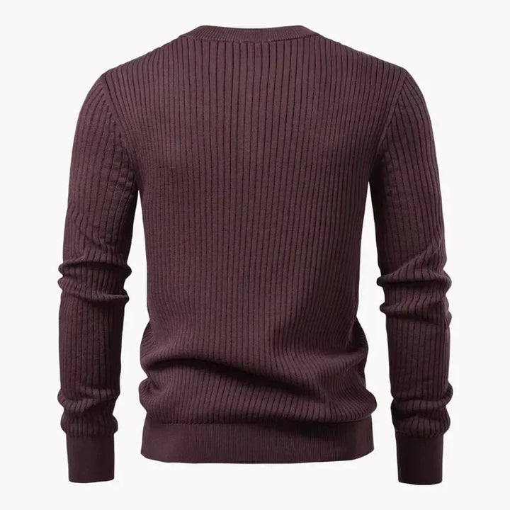 Men's Ribbed Henley Jumper with Button Placket - photo 12