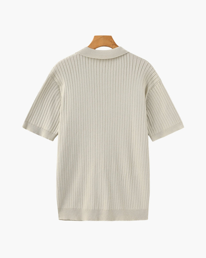 Men's Ribbed Knit Casual Polo Shirt - photo 3