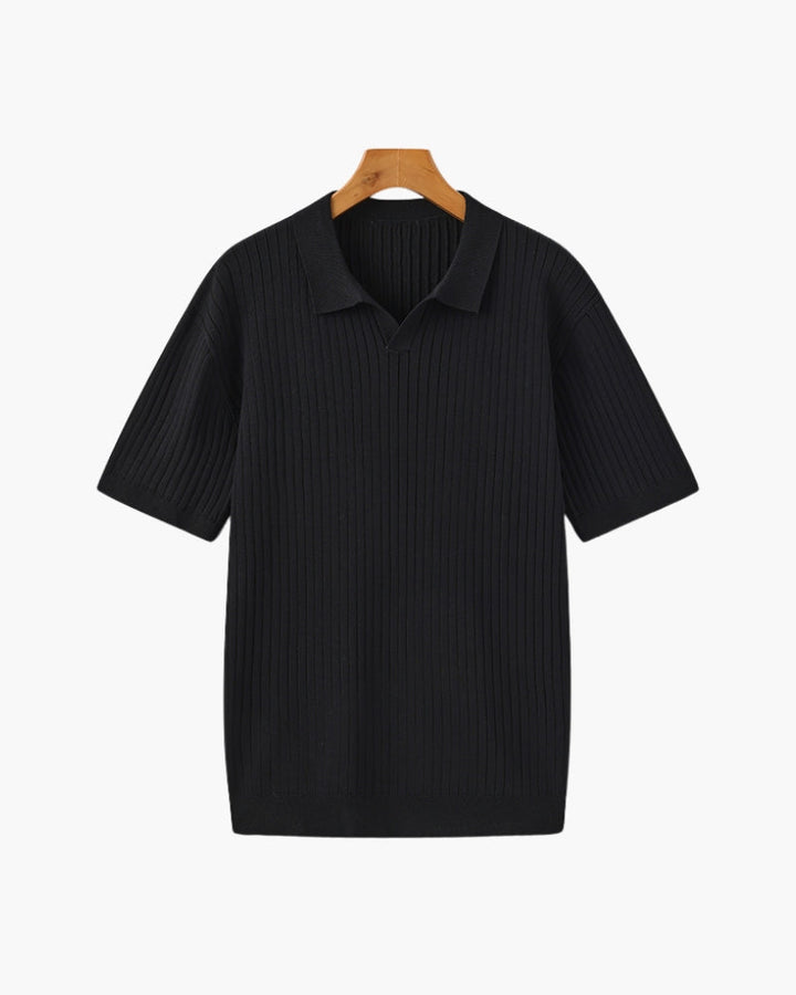 Men's Ribbed Knit Casual Polo Shirt - photo 4