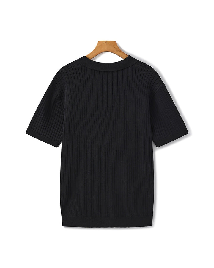 Men's Ribbed Knit Casual Polo Shirt - photo 5
