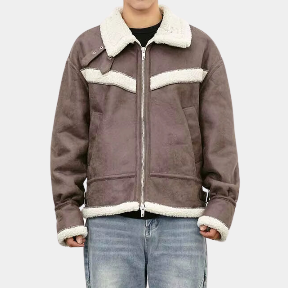Men's Shearling-Collar Aviator Jacket - photo 1