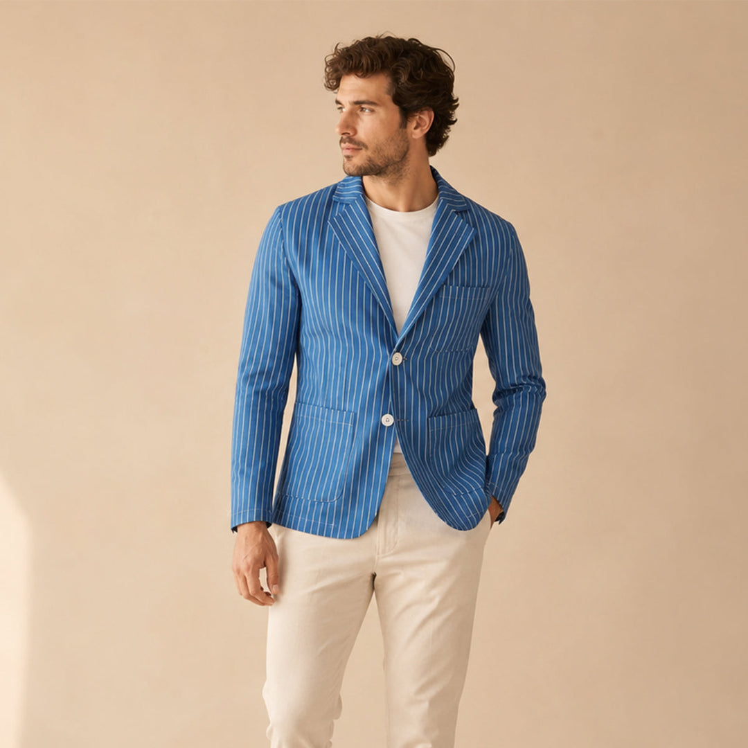 Men's Striped Lightweight Linen Blend Blazer - photo 2