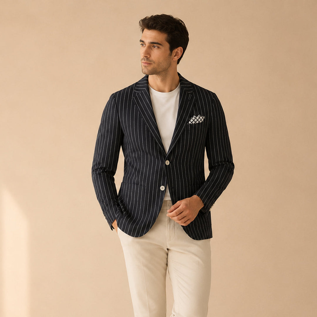Men's Striped Lightweight Linen Blend Blazer - photo 7