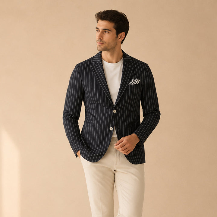 Men's Striped Lightweight Linen Blend Blazer - photo 7