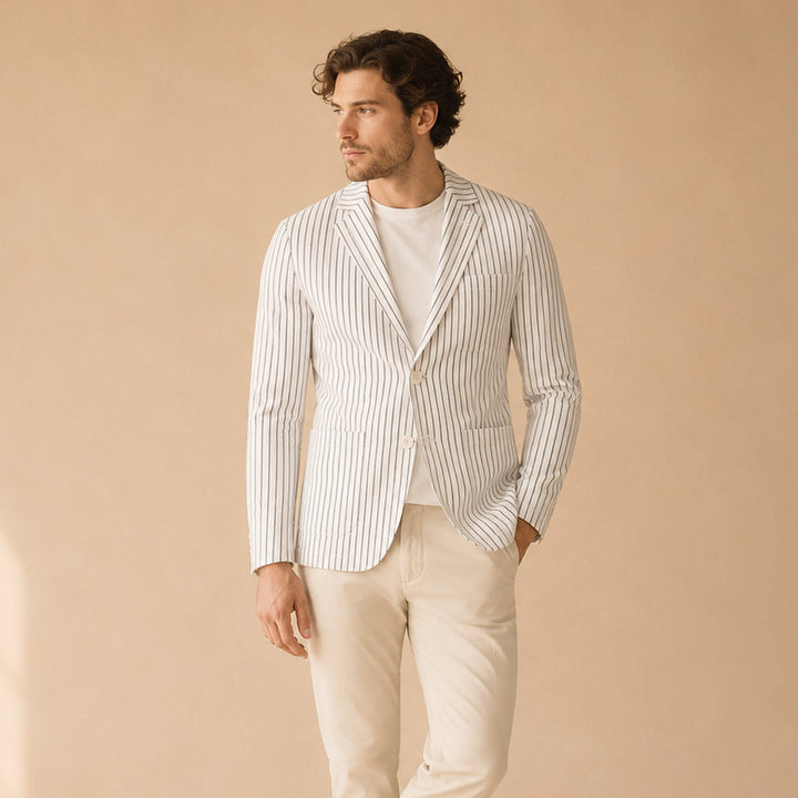 Men's Striped Lightweight Linen Blend Blazer - photo 9