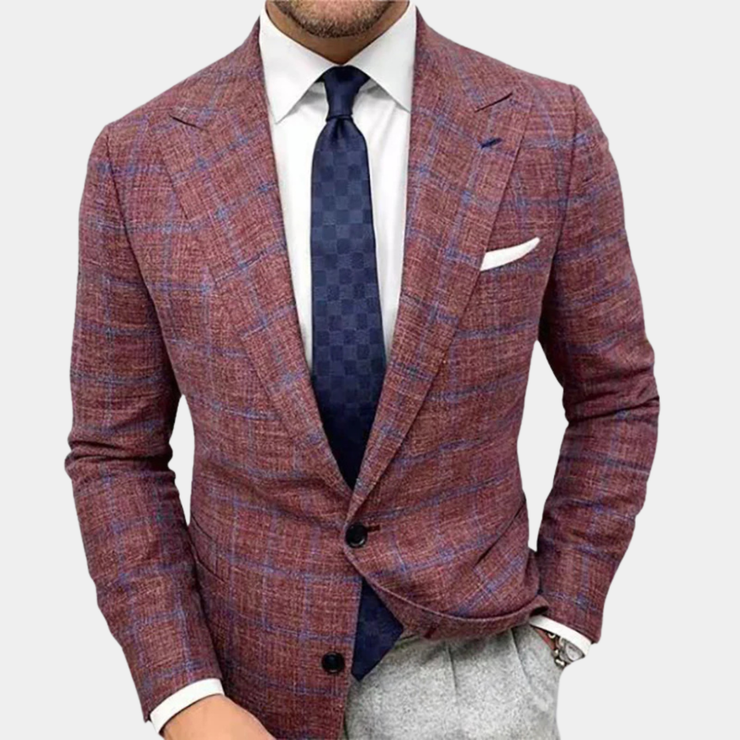 Men's Tailored Fit Suit Plaid Blazer - photo 5