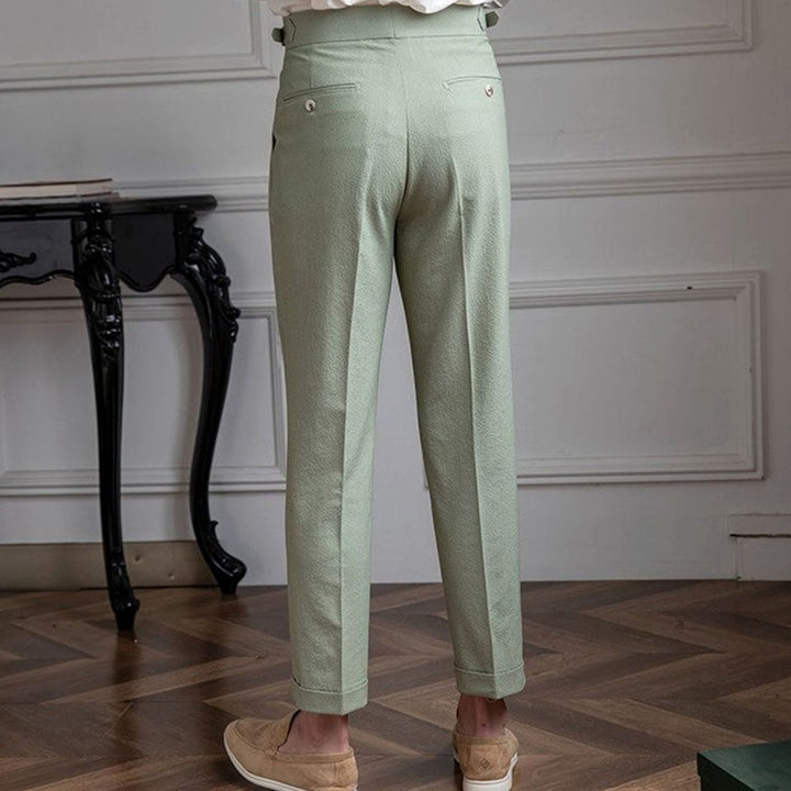 Men's Tailored High-Rise Pleated Trousers with Cuffed Hem - photo 11