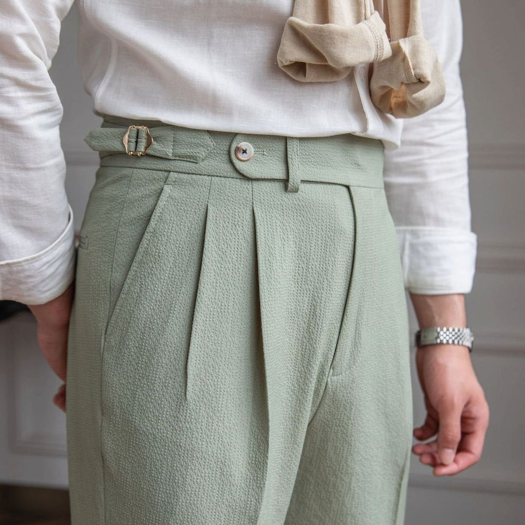 Men's Tailored High-Rise Pleated Trousers with Cuffed Hem - photo 12