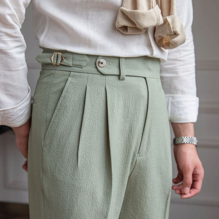 Men's Tailored High-Rise Pleated Trousers with Cuffed Hem - photo 12