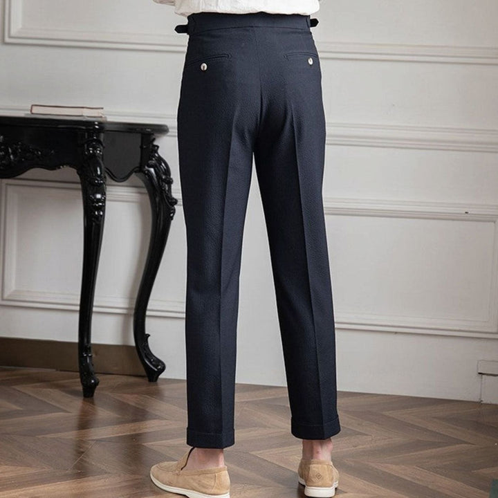 Men's Tailored High-Rise Pleated Trousers with Cuffed Hem - photo 2