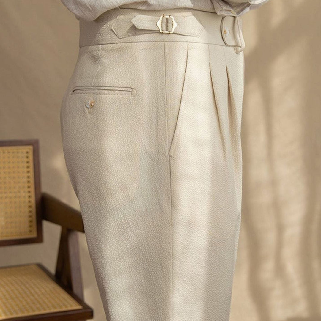 Men's Tailored High-Rise Pleated Trousers with Cuffed Hem - photo 9