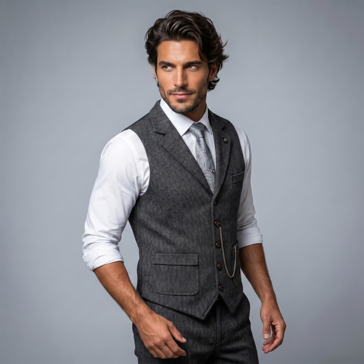 Men's Tailored Tweed Waistcoat Gilet - photo 10