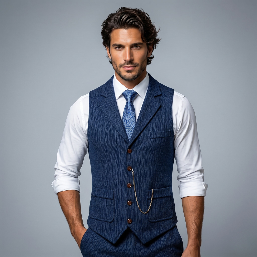 Men's Tailored Tweed Waistcoat Gilet - photo 4