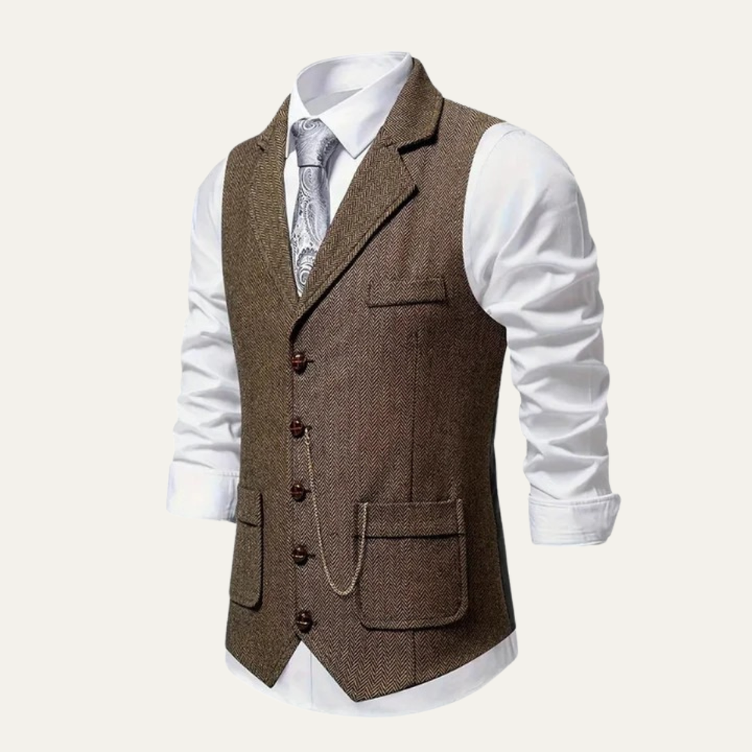 Men's Tailored Tweed Waistcoat Gilet - photo 6