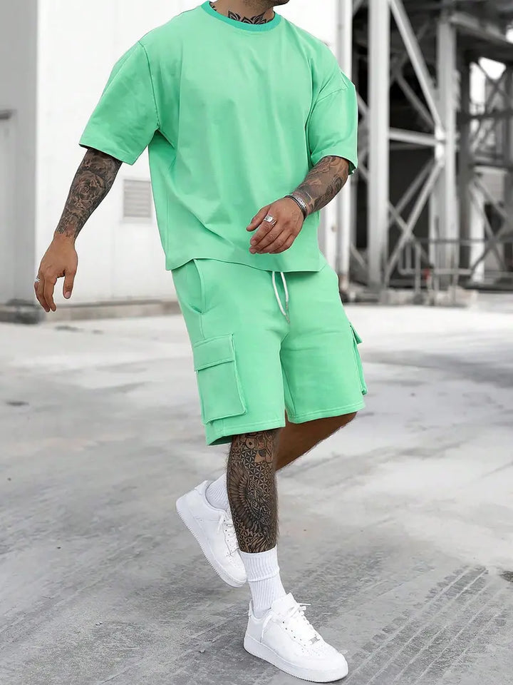 Men's Tee and Cargo Shorts Two-Piece Set - photo 3