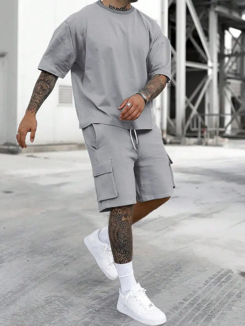 Men's Tee and Cargo Shorts Two-Piece Set - photo 8