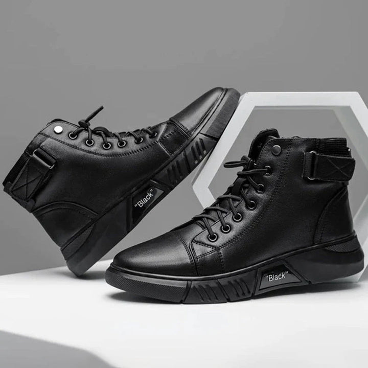 Men's Lace-Up High-Top Boots with Buckle Strap - photo 2